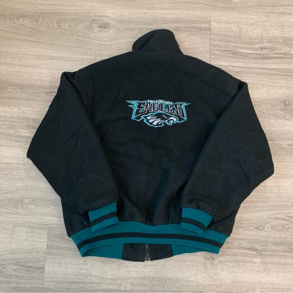 Vintage 90s Pro Elite Philadelphia Eagles Fleece Full Zip Jacket Men’s Large - Picture 2 of 3